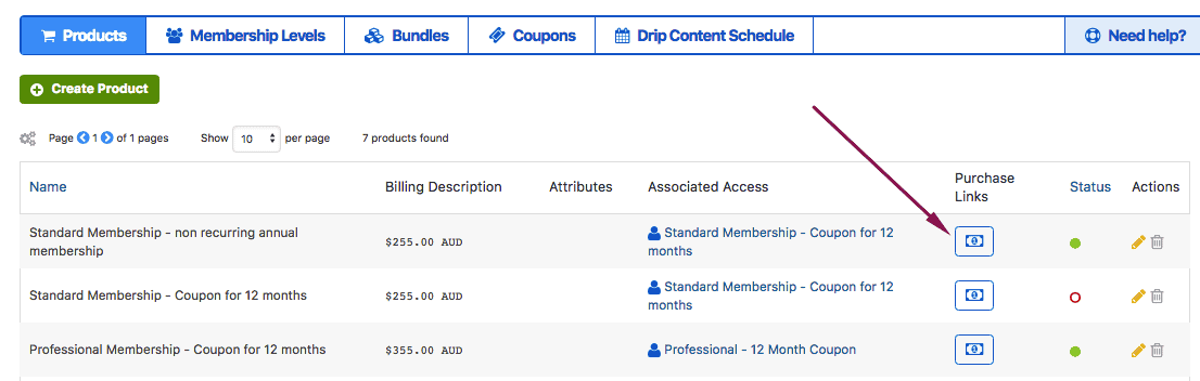 membermouse product settings