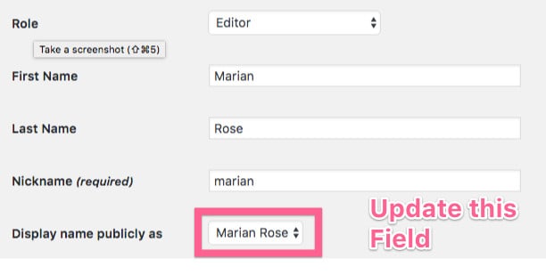 display name publicly as - Change Default "Display Name Publicly As" for WordPress Users
