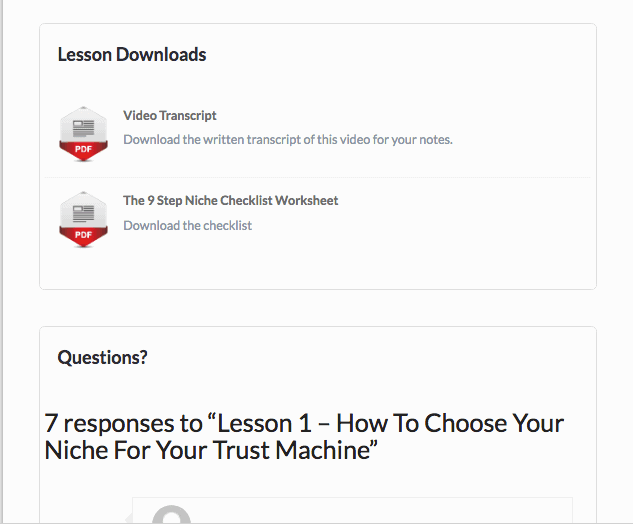 This is a bit further down on the same lesson page. Optional downloads and comments areas. lesson downloads