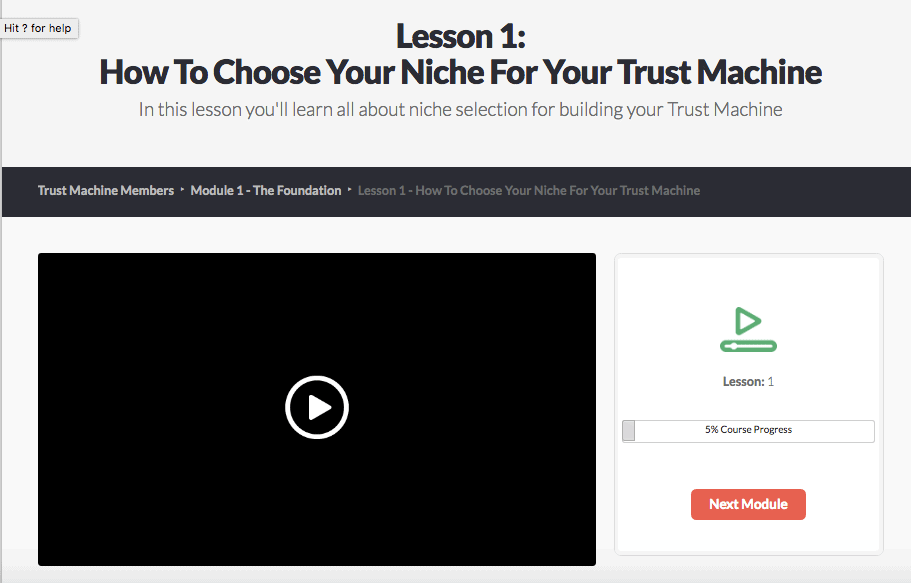 This is a simple video-based lesson page that came included with the layout pack that we used to build this members area OptimizePress Lesson Page