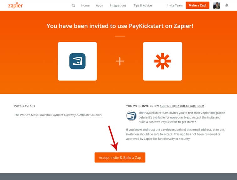 zapier accept invite - MemberMouse integration with PayKickStart