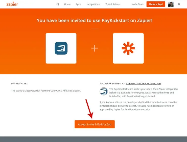 zapier accept invite