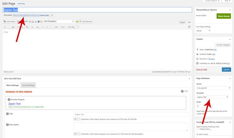 zapier test page - MemberMouse integration with PayKickStart