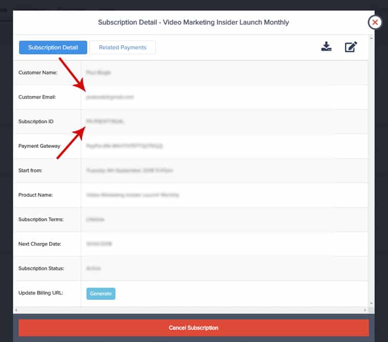 paykickstart subscription detail - MemberMouse integration with PayKickStart