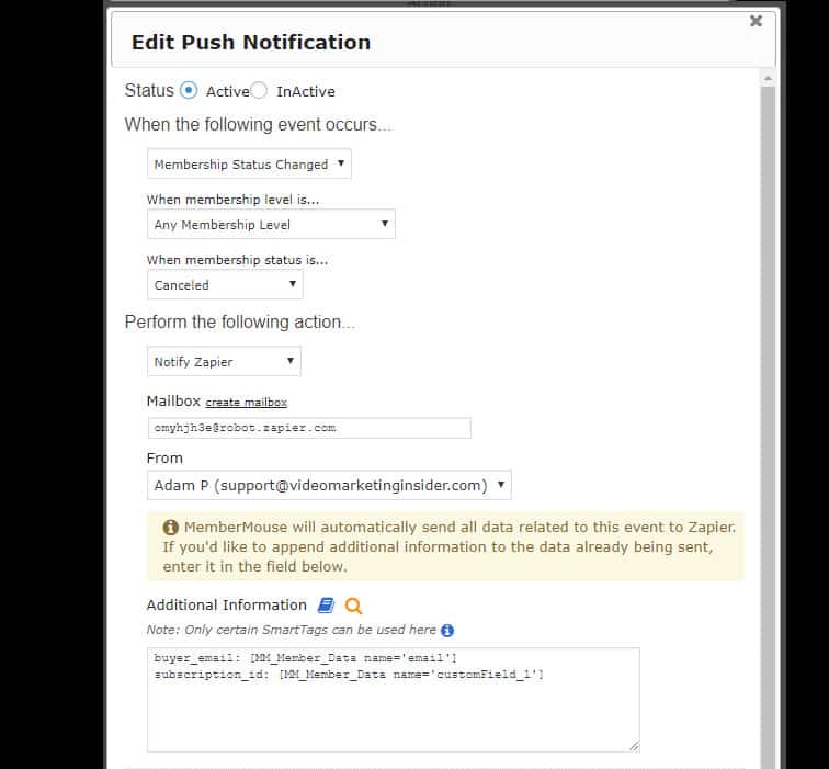 push notification 1 - MemberMouse integration with PayKickStart