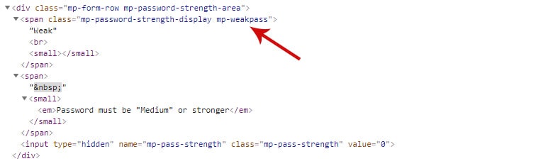 css code weak pass - How to style the MemberPress password strength indicator