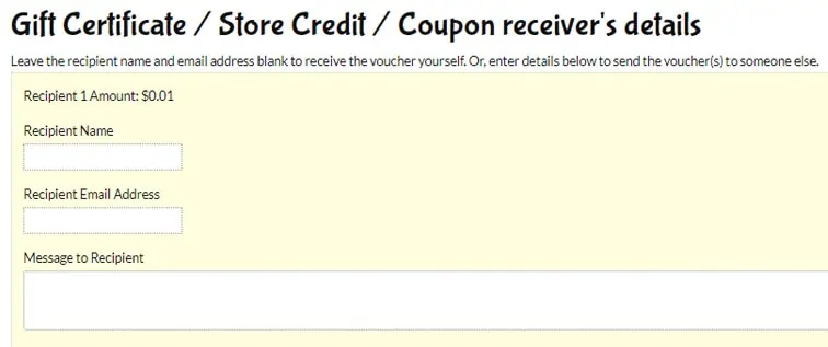 gift certificate store credit