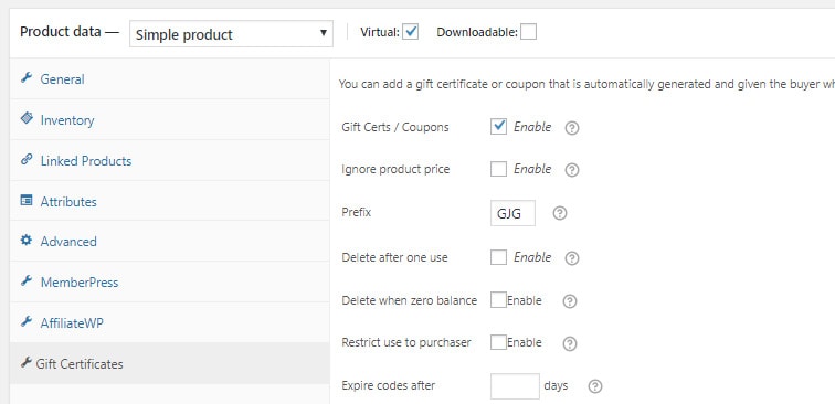gift certificates1 - Use WooCommerce to allow gifting of MemberPress products