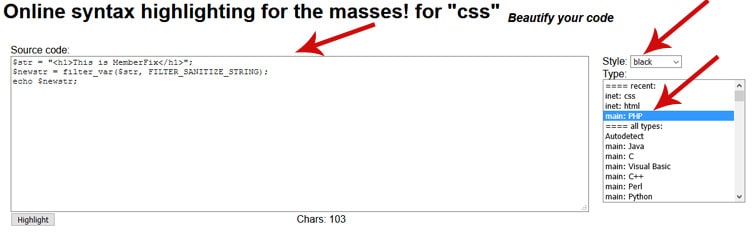 highlight syntax - How to paste clean unformatted code in WordPress posts