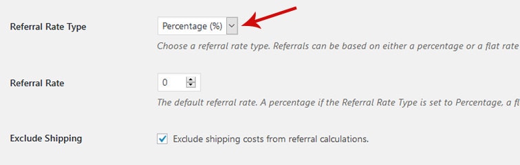 refferal rate type - How to set up commissions in AffiliateWP and MemberPress