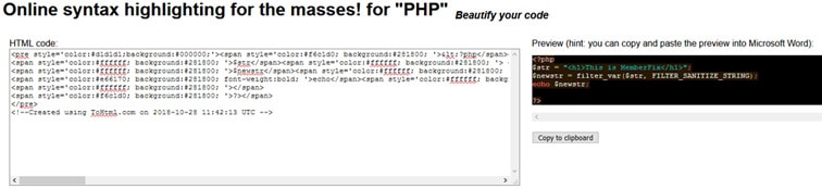 syntax result - How to paste clean unformatted code in WordPress posts