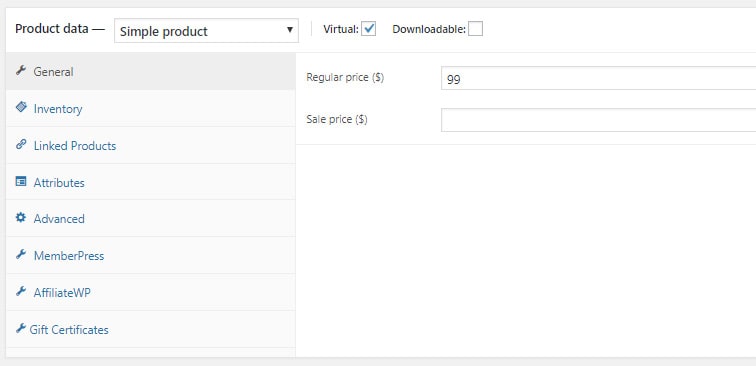 virtual woo product - Use WooCommerce to allow gifting of MemberPress products
