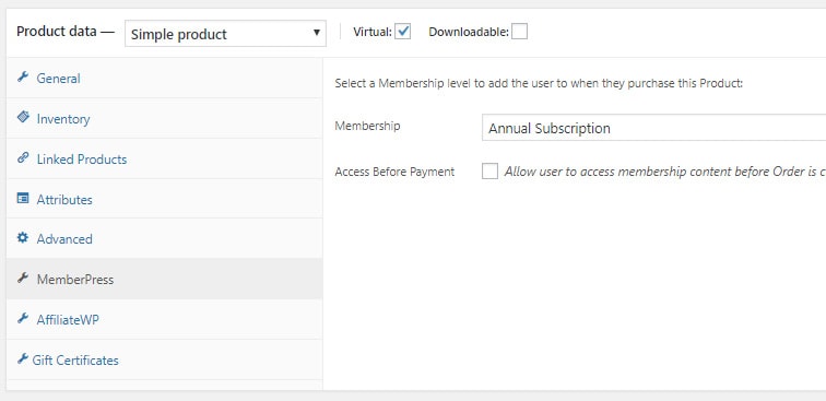 wocommerce memberpress - Use WooCommerce to allow gifting of MemberPress products