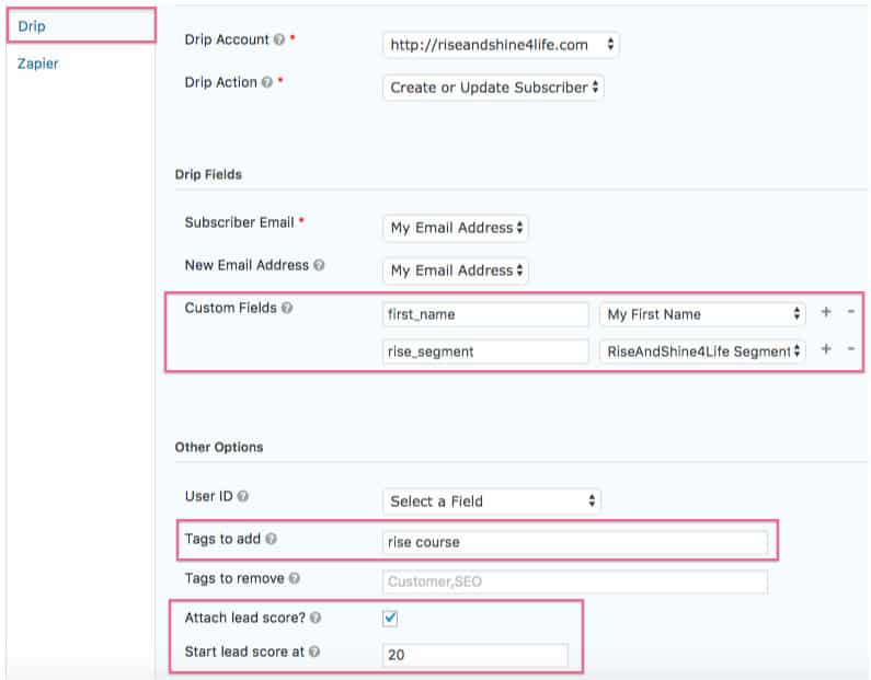 drip 2 - Segmented modal optin with GravityForms and Popup Maker