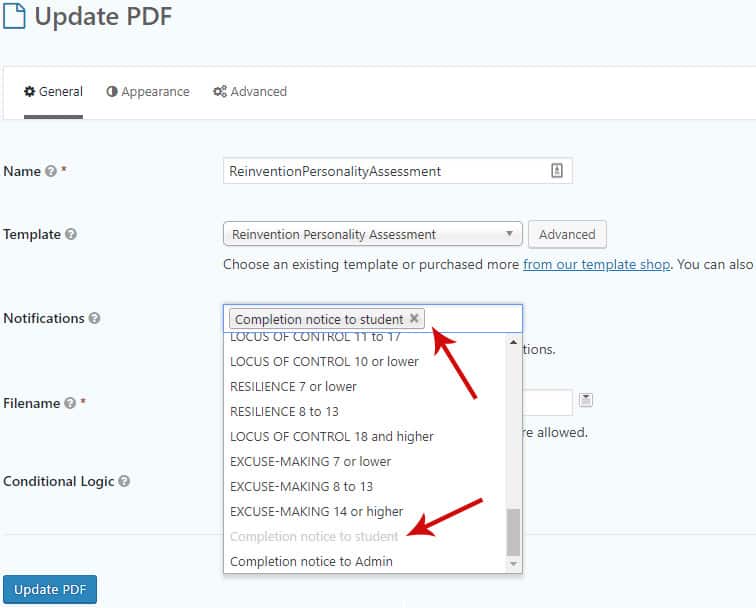 notifications 3 - How to generate a customizable PDF with Gravity Forms