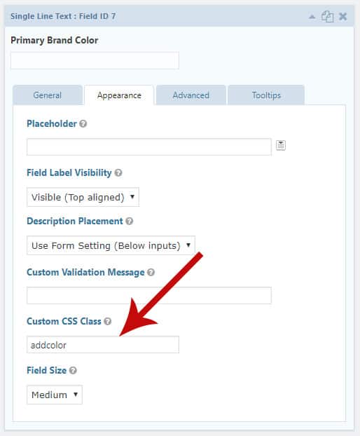 gravity forms add class - How to add a color picker to GravityForms