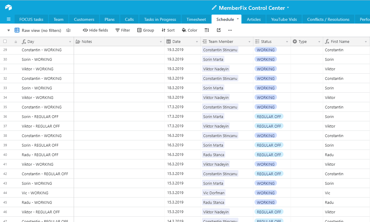Airtable Schedule Template