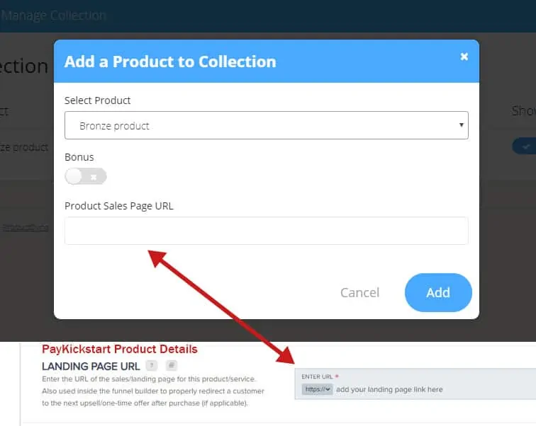 add landing page link add landing page link