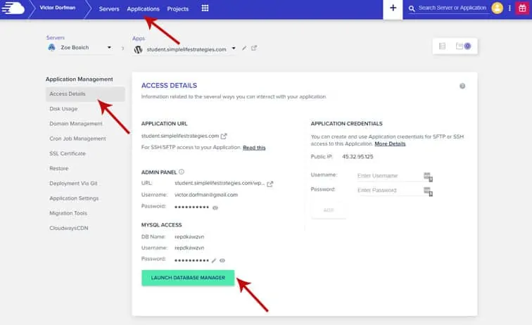 cloudways database manager