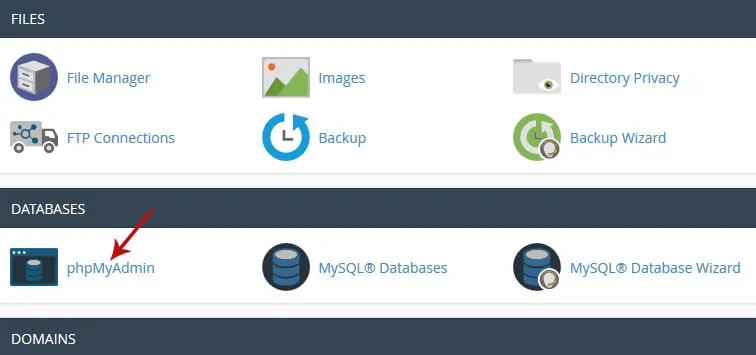 phpmyadmin cpanel