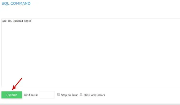 sql command execute