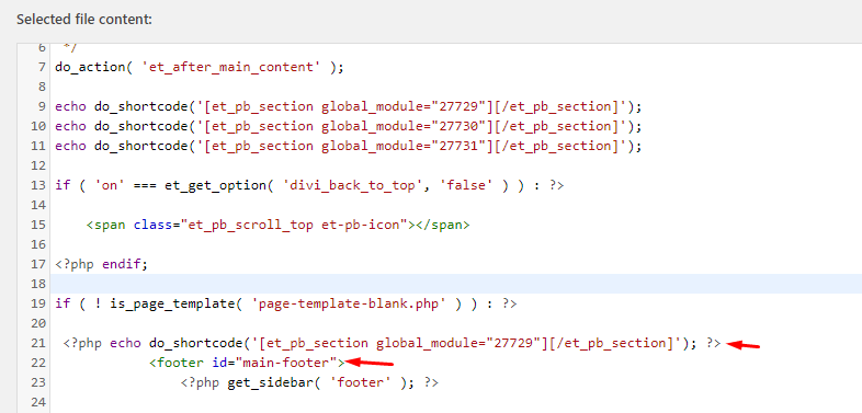 Template Shortcode
