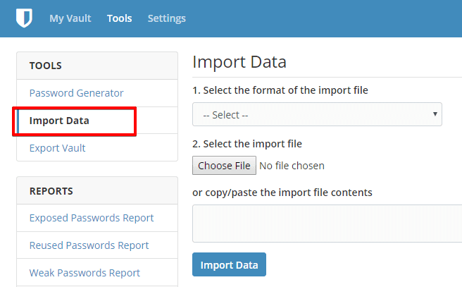 Import Data Bitwarden Web Vault Google Chrome Import Data Bitwarden Web Vault Google Chrome