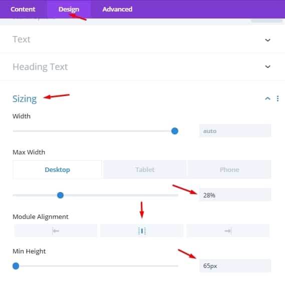 Sizing 1 - How to Trigger a ThriveLeads Popup with a Divi Button Element