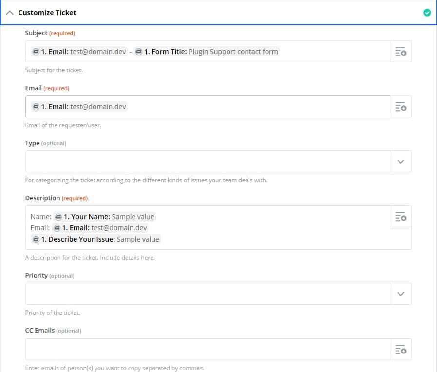Map fields - How to create tickets in Freshdesk with Gravity Forms?