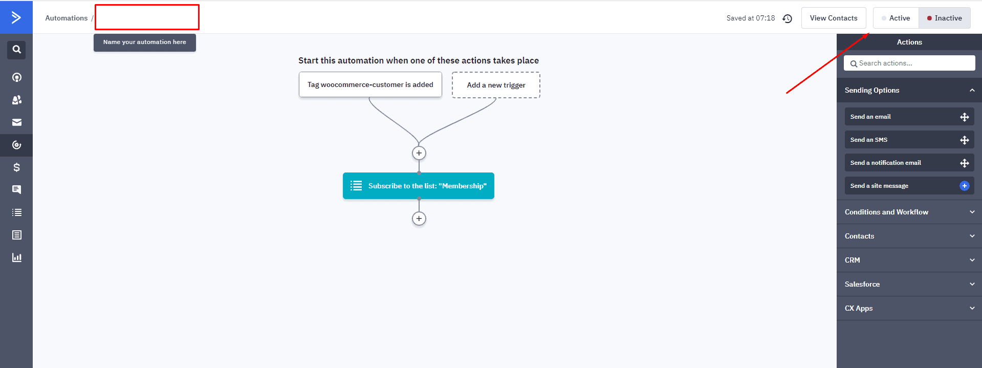 Add woocommerce user to custom AC list