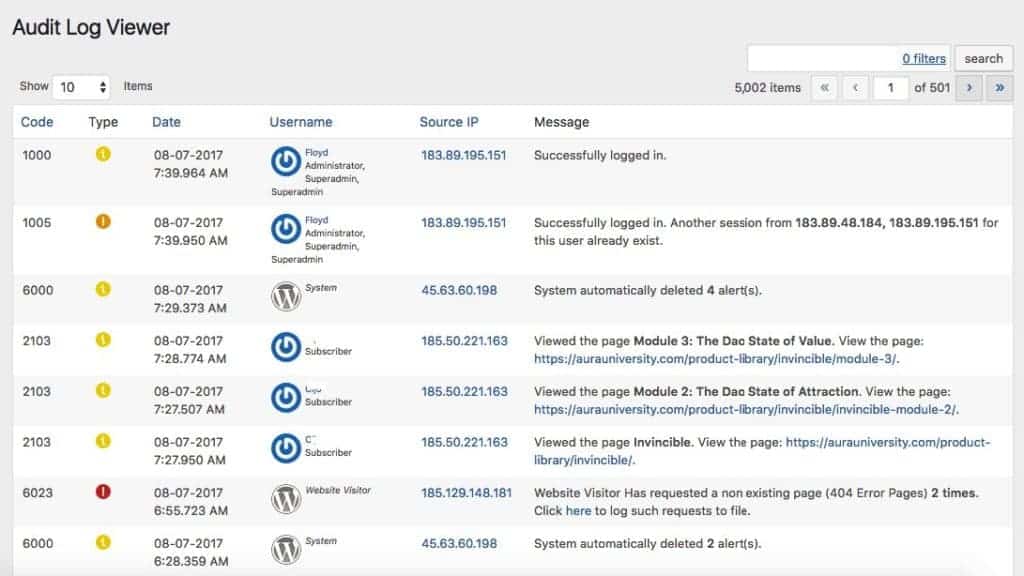 The Ultimate, Anti-Fragile Tech Stack for Your WordPress Membership Site audit log 1024x576 - The Ultimate, Anti-Fragile Tech Stack for Your WordPress Membership Site