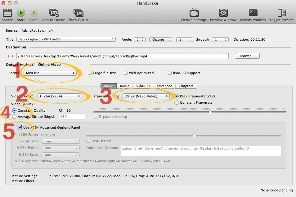 handbrake settings handbrake settings