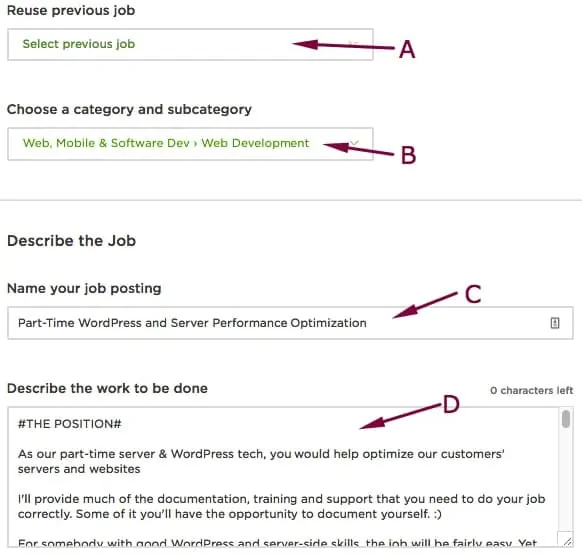 job post fields