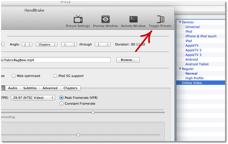 toggle presets - How To Properly Compress Your Videos For Online Streaming