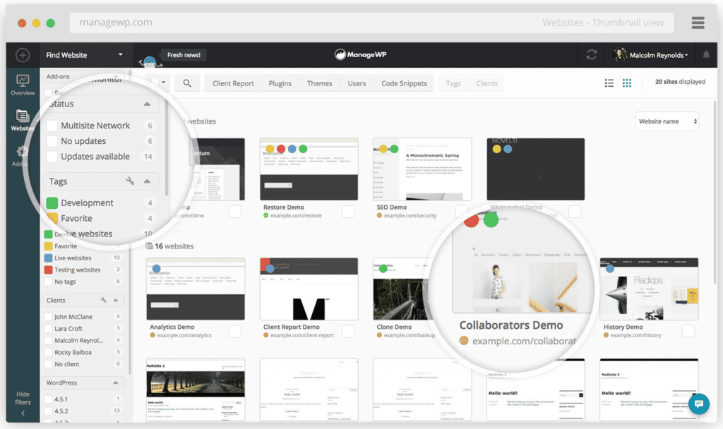 managewp dashboard - ManageWP vs MainWP: Best WordPress Management App (2020)