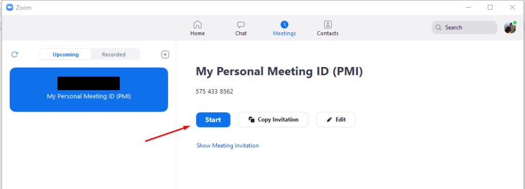 1. Start Zoom meeting 1024x369 - Automatically upload Zoom recordings to Google Drive