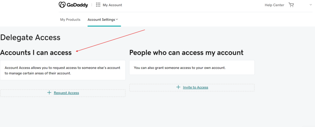 How to grant GoDaddy delegated access Managing Access 2 1024x415 - How to grant GoDaddy delegated access