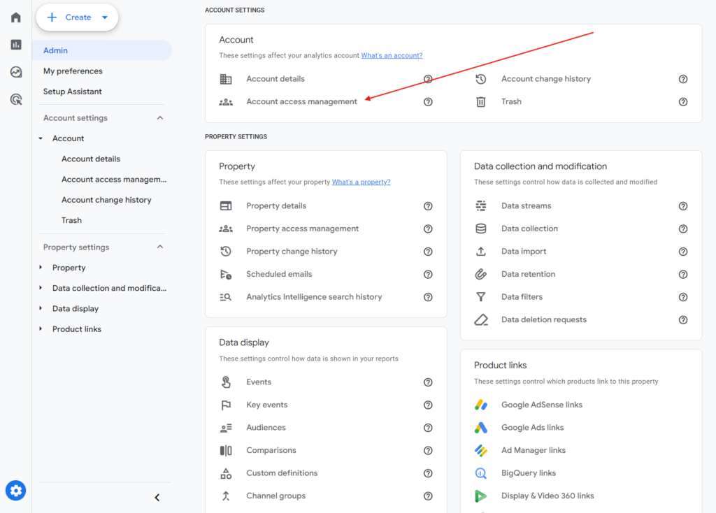 How to give Google Analytics delegated access google analytics Navigating to Admin Section 1024x734 - How to give Google Analytics delegated access