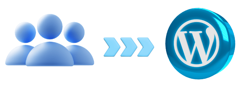 Illustration of migrating website members and data over to WordPress