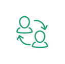 Two people with arrows icon